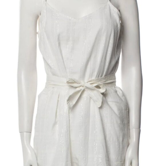 Vitamin A White Textured Tie-Waist Romper Small – Summer Beach Cover Up - Picture 2 of 7